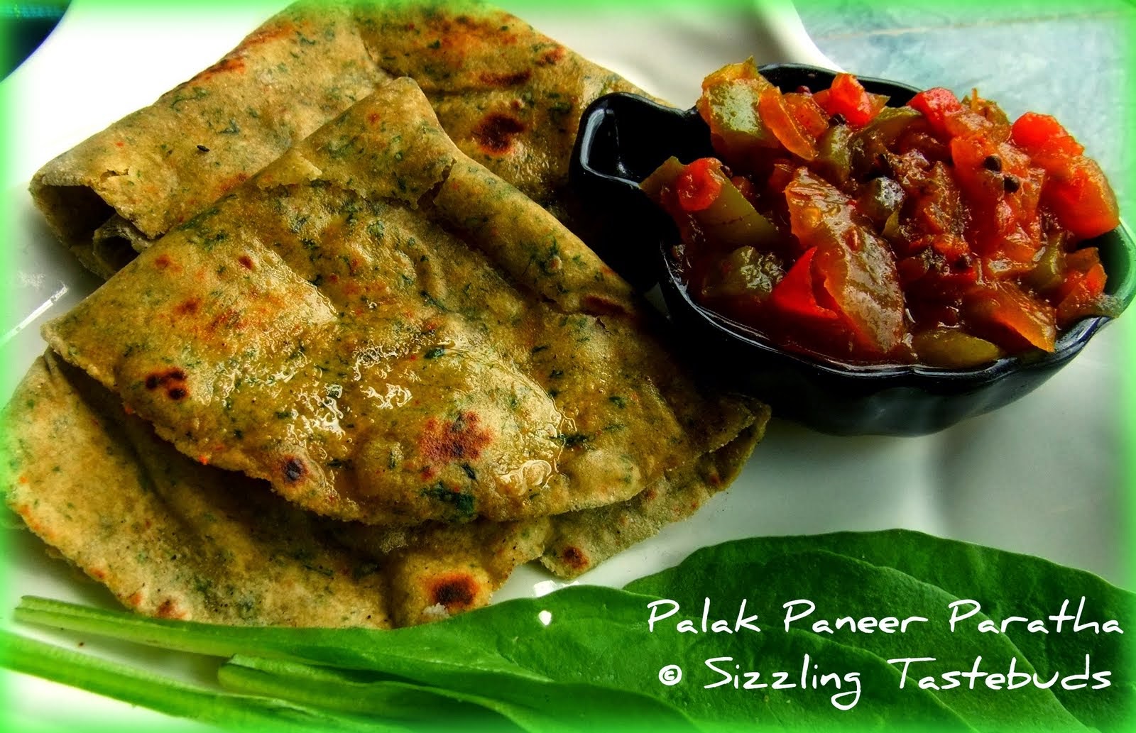 Sizzling Tastebuds: Palak Paneer Parathas with Tomato Chilli Relish