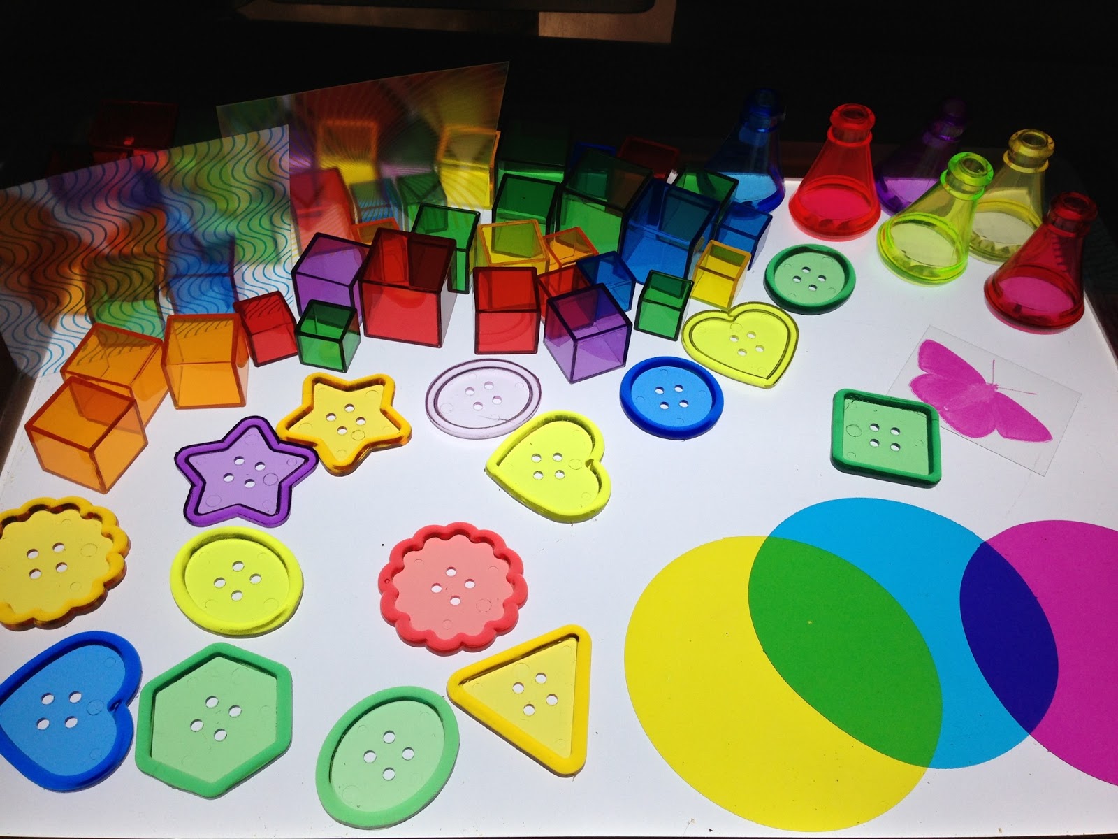 Collages on the light table Homeschool and Light Tables