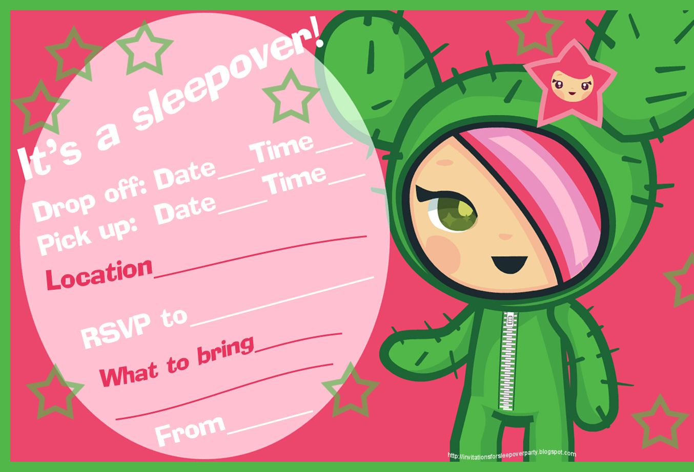 sleepover birthday invitations