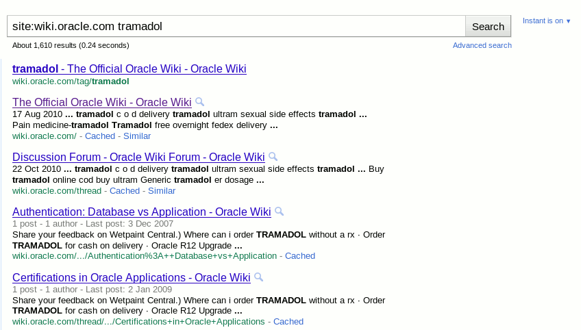 Oracle spam n Google