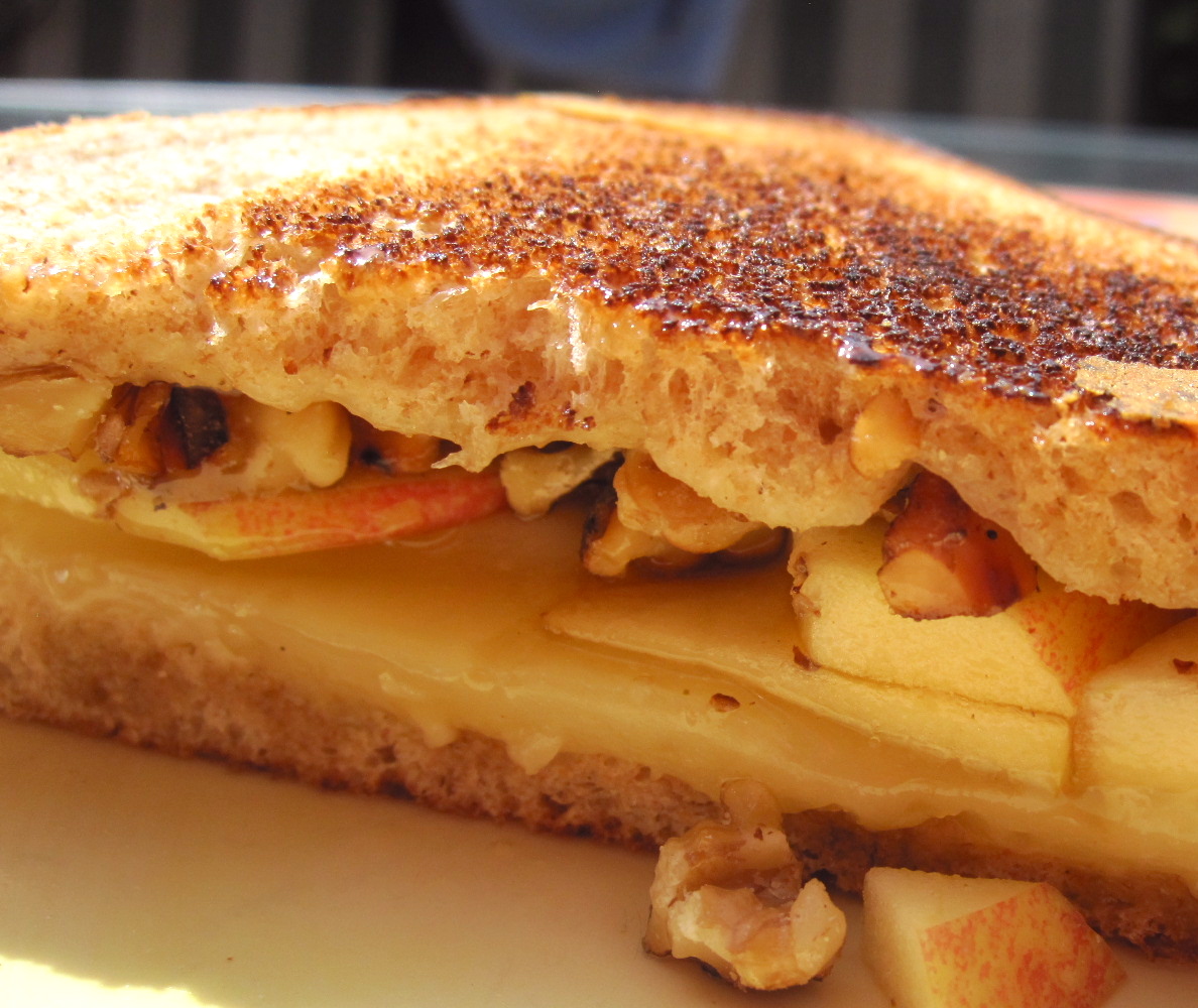 Kvell in the Kitchen Walnut, Apple and Honey Grilled Cheese