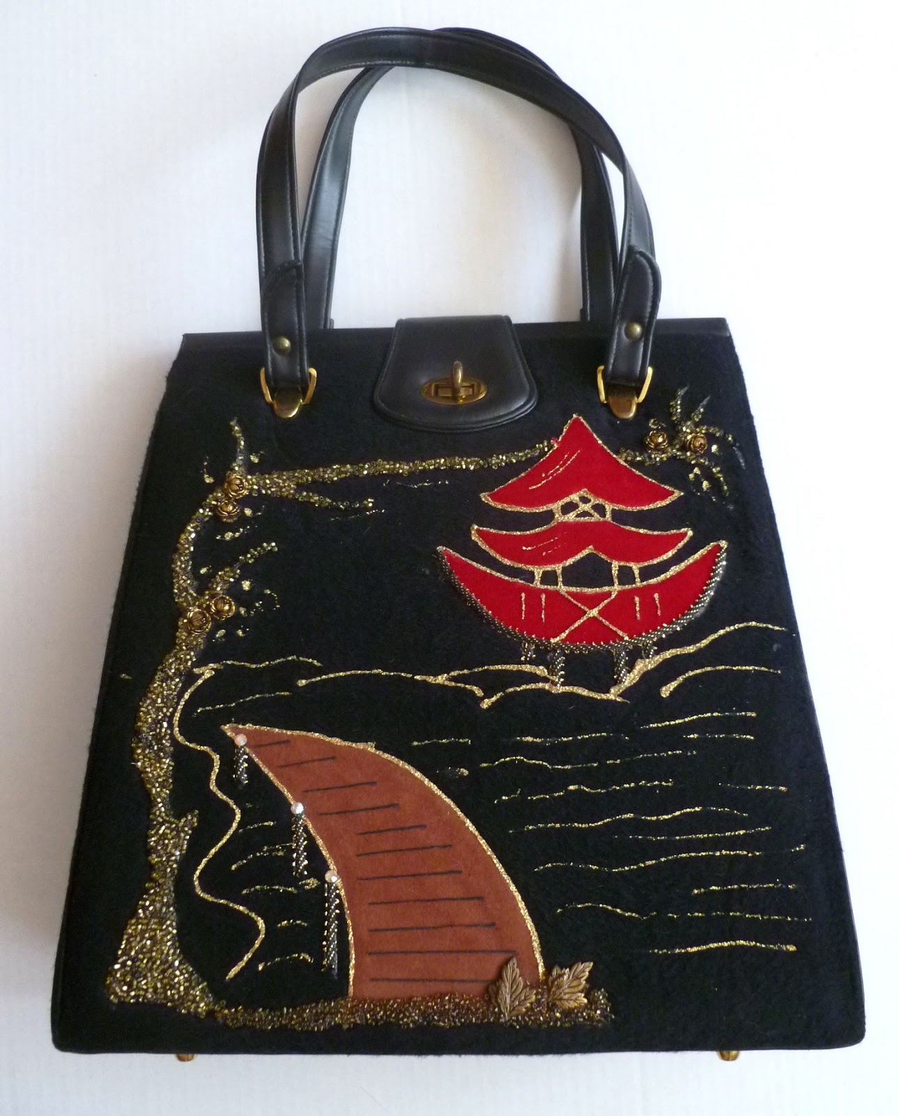 Vintage Purse a Day Asian/Oriental/Japanese Motif Purse by Neptune