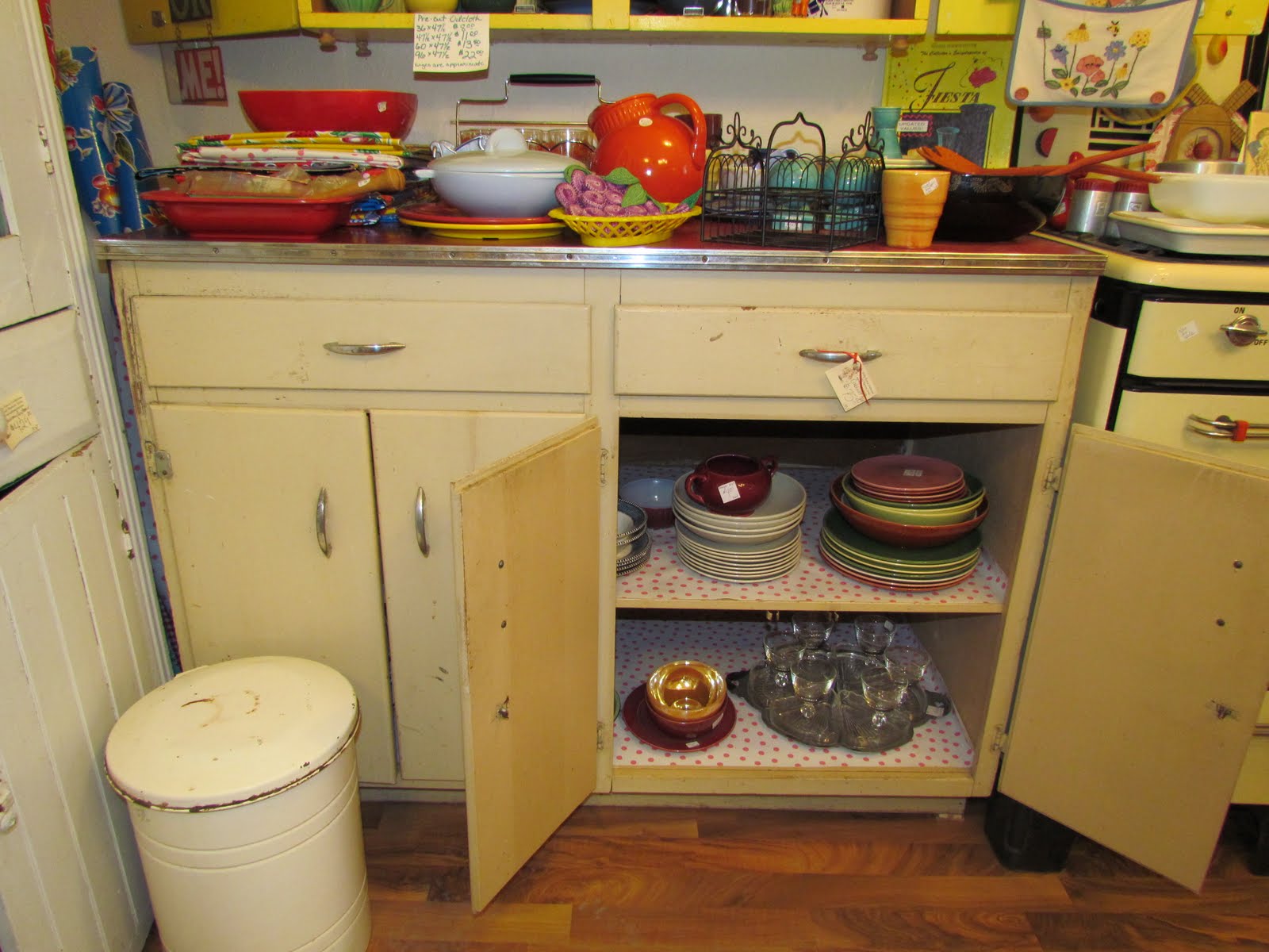 Hoosier kitchen cabinet Fun kitchen base cabiwith red top great storage was $75, now