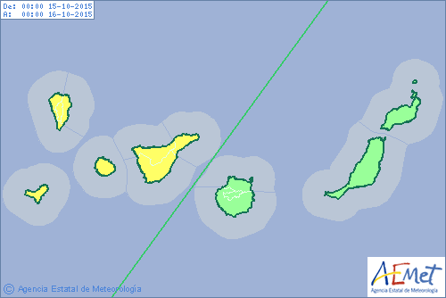 Avisos amarillos por lluvia Canarias 15 - 16 octubre Avisos amarillos por lluvia Canarias 15 - 16 octubre