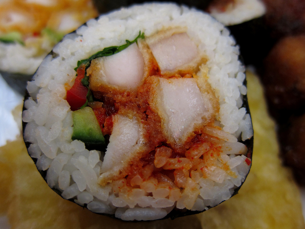 Office Avenger Fried chicken sushi (by 1Nine8Four)