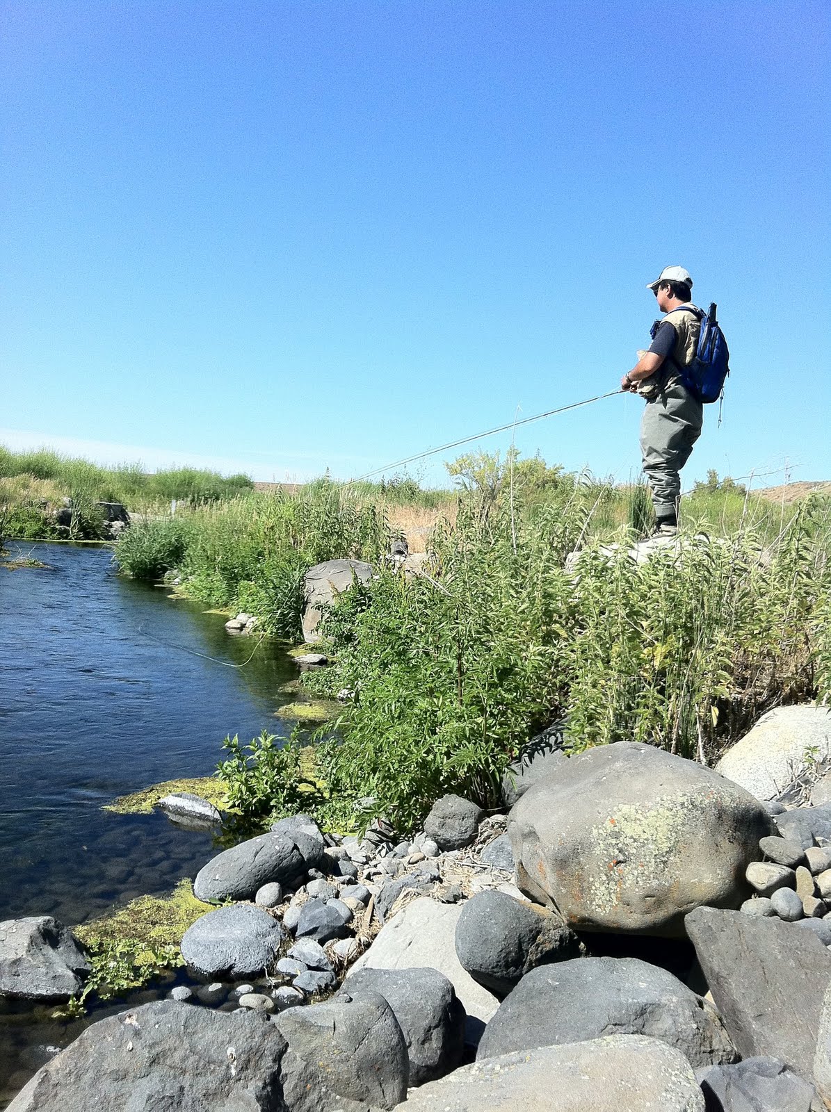 Fly Fishing from Snoqualmie Desert Fishing Dry Falls Lake, Rocky Ford