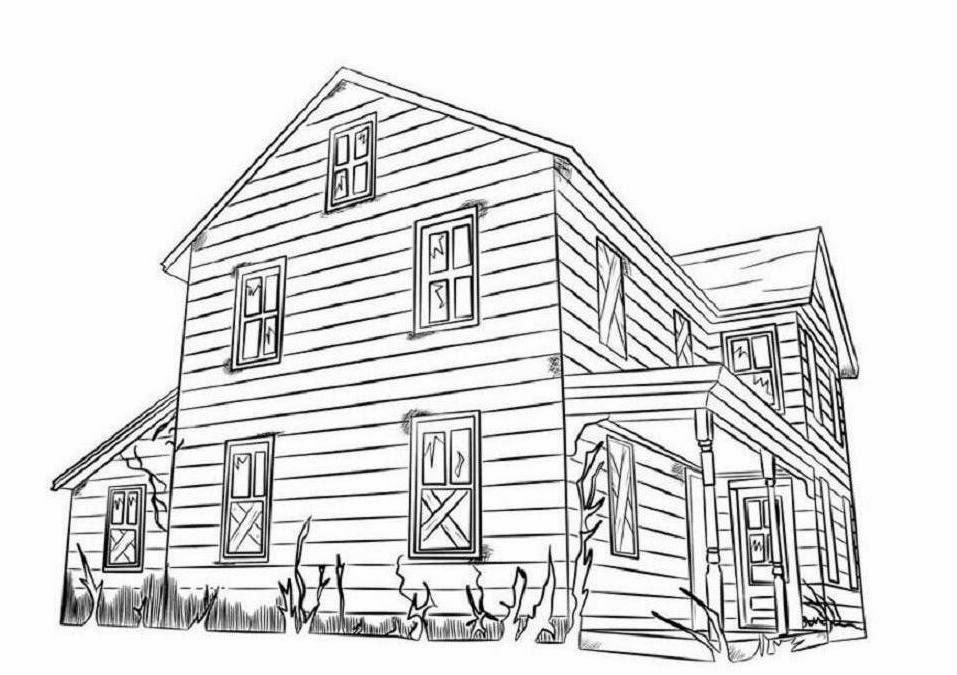 Big House Coloring Drawing Free wallpaper