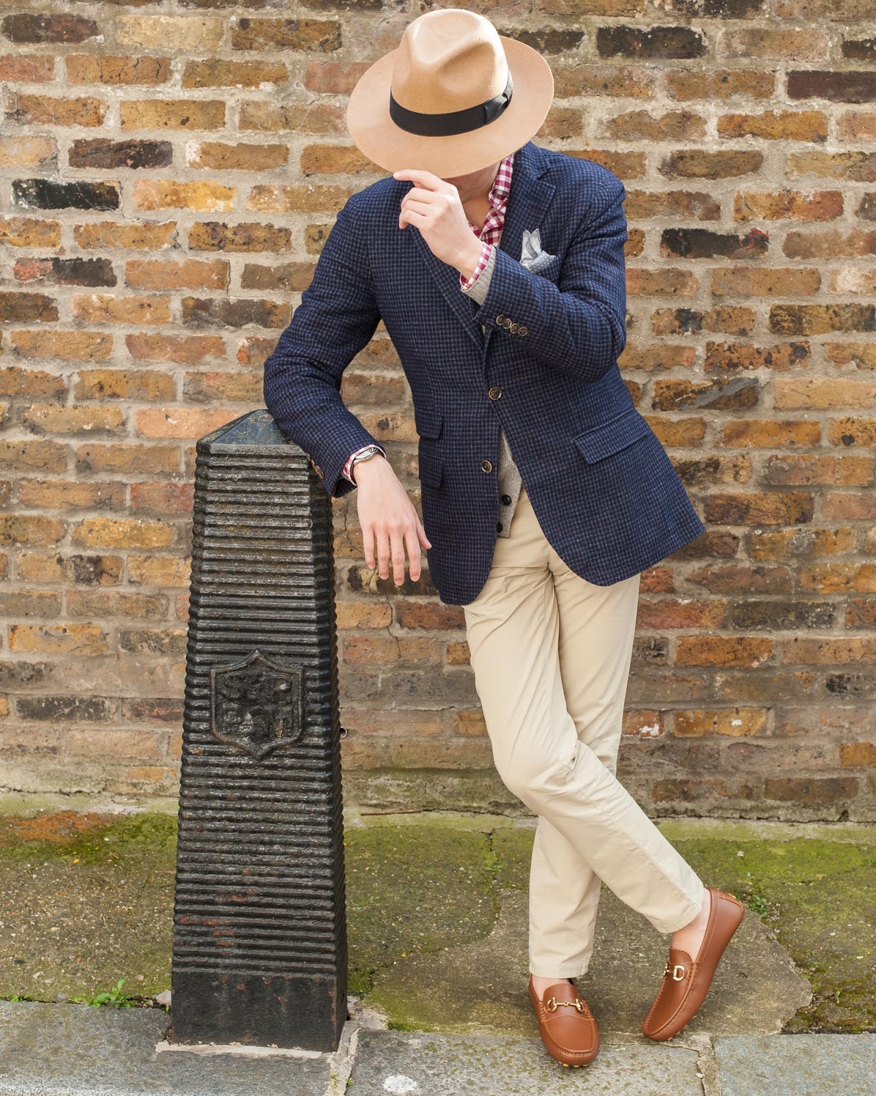 Massimo Dutti Blazer, Uniqlo Cardigan, Incotex Chinos, Stallard Drivers