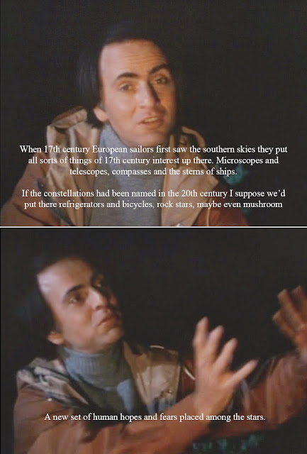 Carl Sagan discussing stars and constellations.