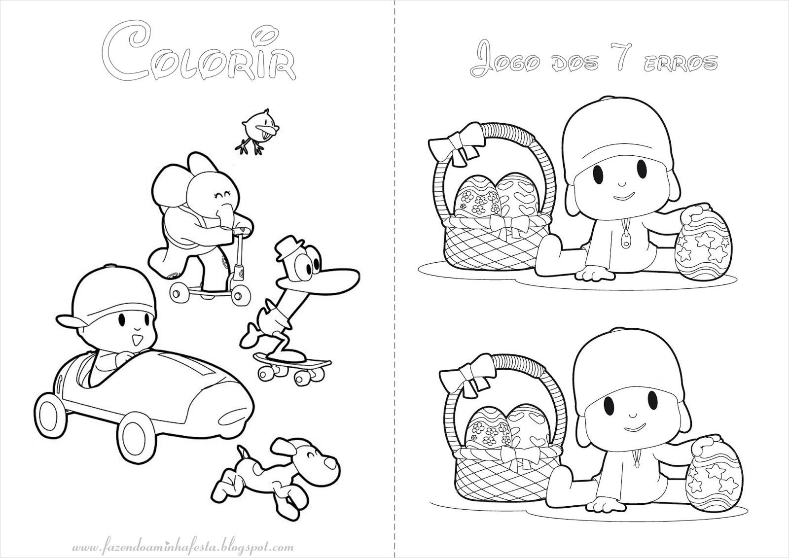 Livro de colorir Pocoyo - Montando Minha Festa