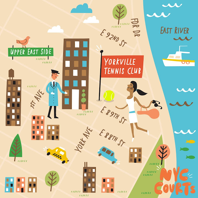 I Draw Maps Illustrated Map Series of NYC Tennis Courts for IBM + US