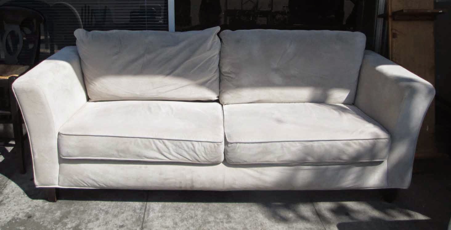 UHURU FURNITURE & COLLECTIBLES SOLD Cream Microfiber Sofa 140