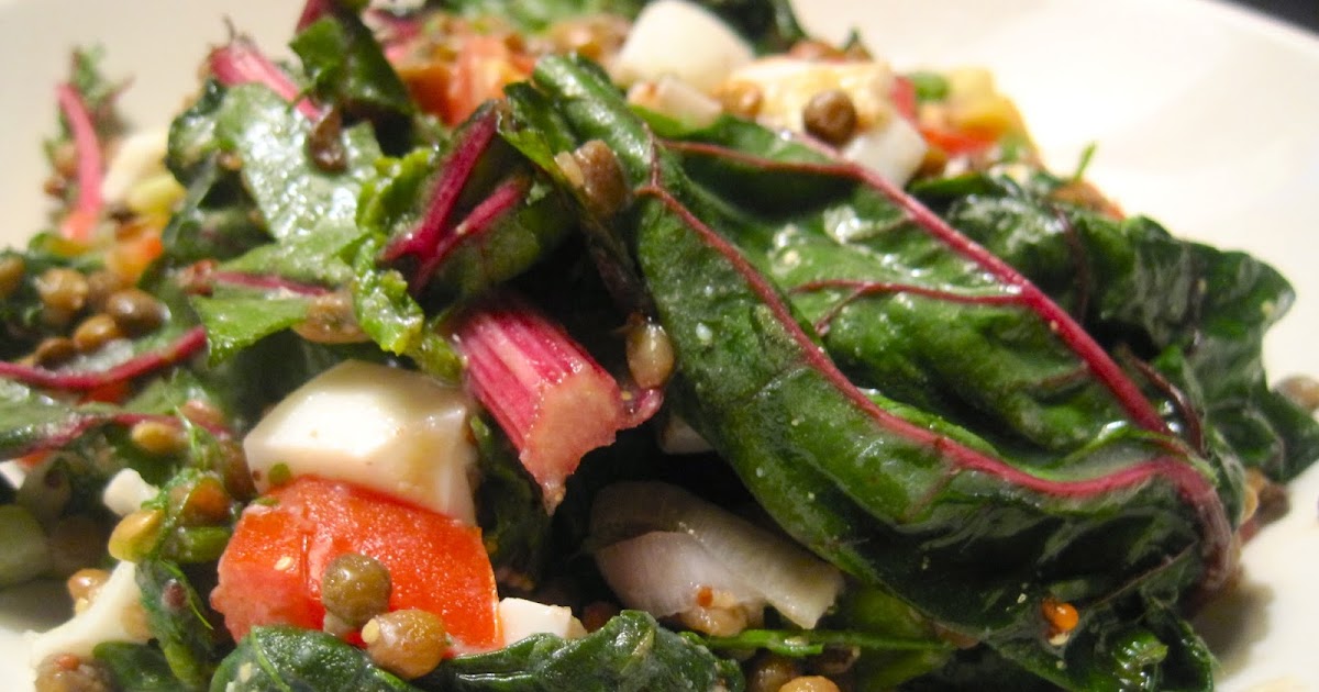 Kvell in the Kitchen Chopped Lentil Salad with Swiss Chard, Tomato & Egg