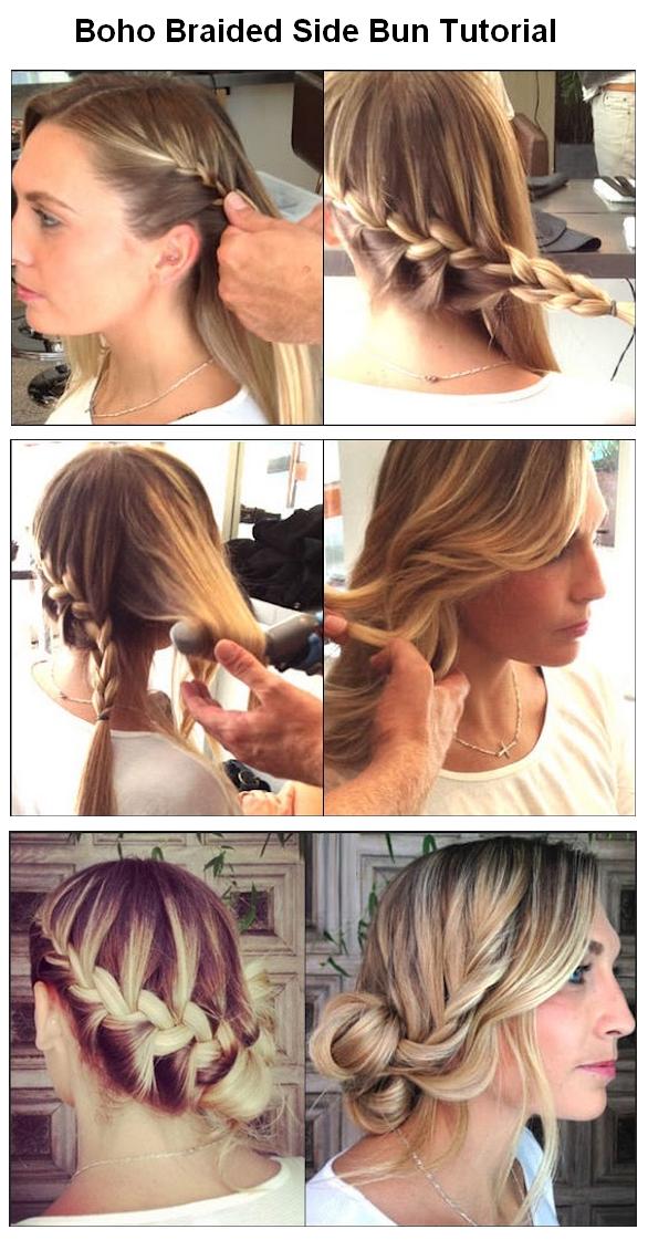 New Short Hair Styles Make A Boho Braided Side Bun For Hair