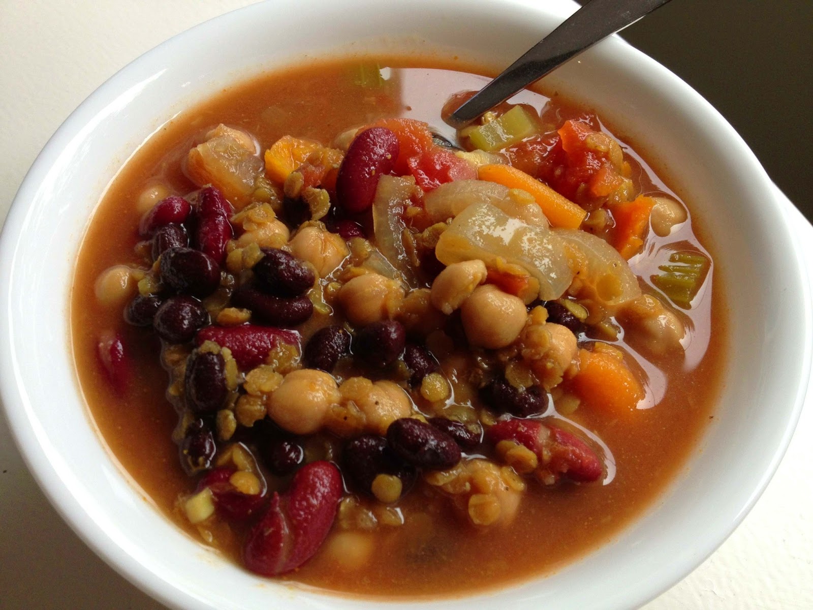 The Nonstop Nutritarian ThreeBean Lentil Soup for the Slow Cooker