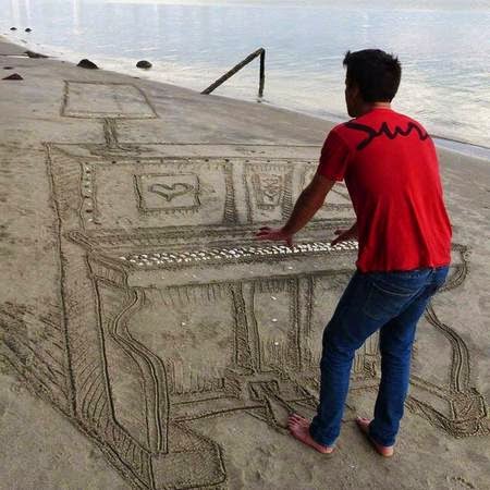 sand art 3D painting by Jamie Harkins
