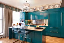 Decoração de cozinha com móveis em azul