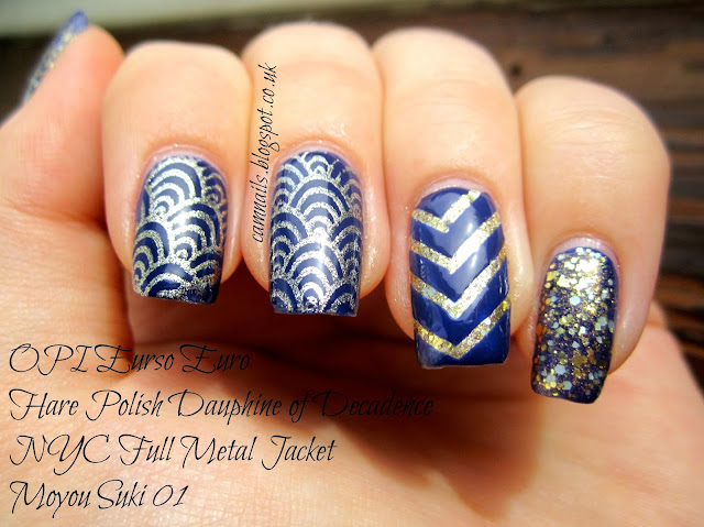 blue-gold-stamping-striping-art-deco-chevron-manicure-hare-polish-nails