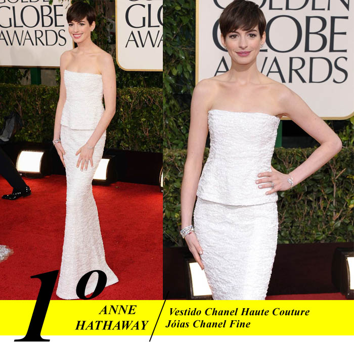 VESTIDAS PARA O GLOBO DE OURO_primeiro lugar_anne hathaway_lista de mais vestida do globo de ouro_tapete vermelho_Chanel haute couture