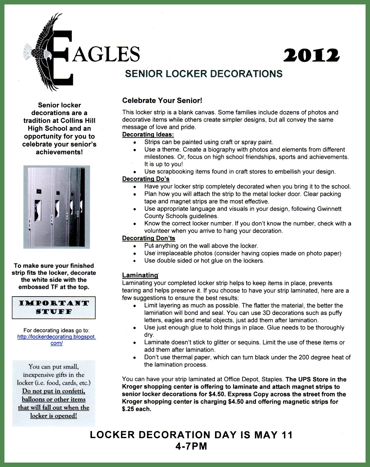 Locker Laureate The Locker Decorating Expert Collins Hill Sr