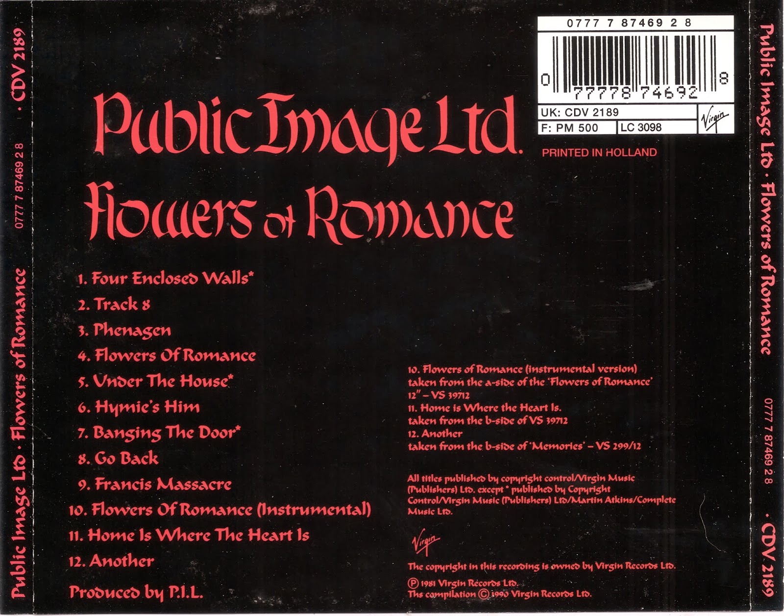 BlogRoddus: Public Image Limited - Flowers Of Romance (UK 1981)