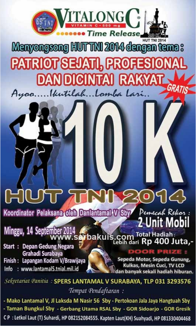 Event Lomba Lari HUT TNI Berhadiah Total 400 JUTA RUPIAH