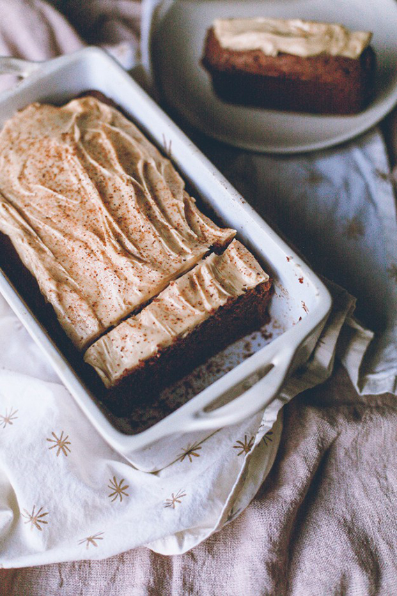 Chocolate pound cake with peanut butter frosting recipe by The Baking Bird