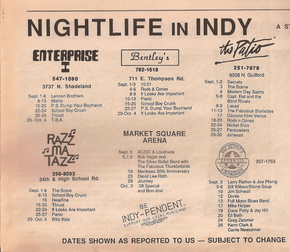 The Indy Scene....Then....1986