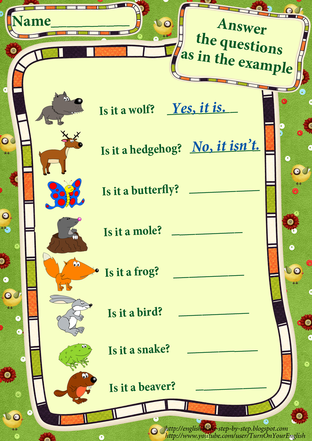 Forest Animals Worksheets