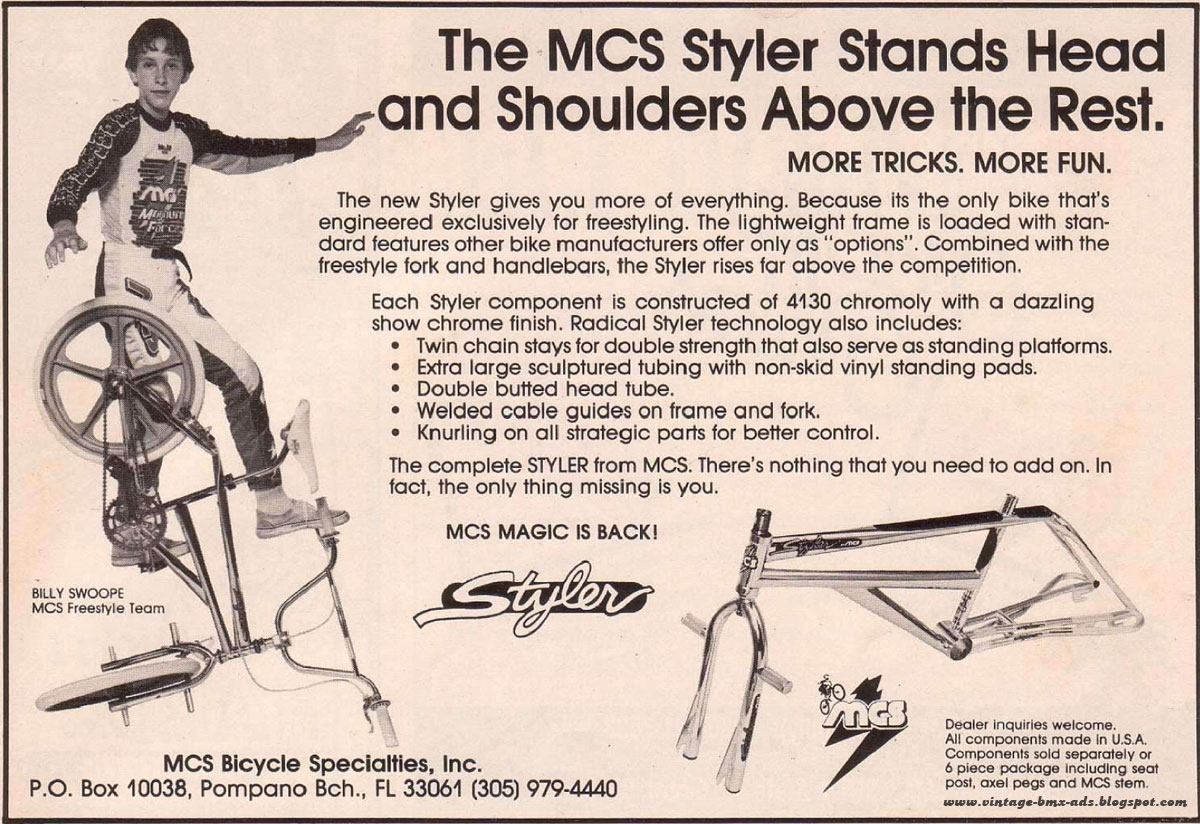 Vintage BMX Ads The MCS Styler Stands Head and Shoulders Above the Rest.