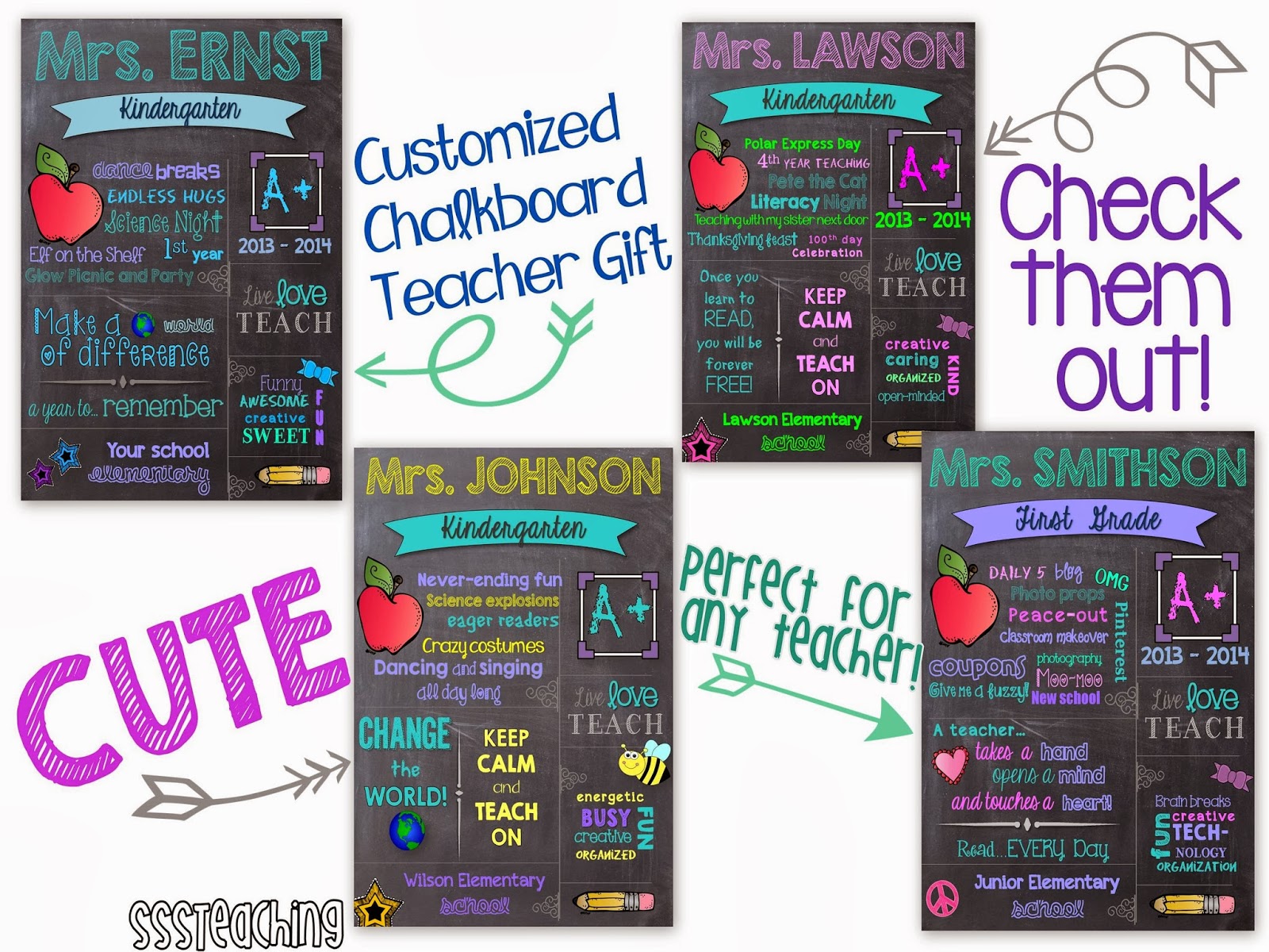 Customized Chalkboard Teacher Appreciation Gift SSSTeaching