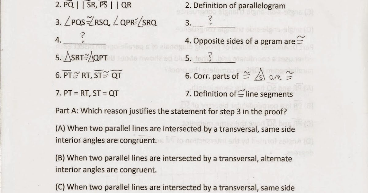 Geometry Common Core Style Parcc Practice Test Question 26