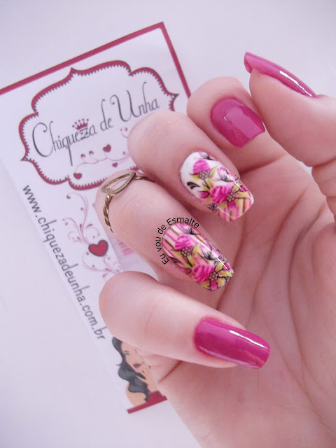 Unhas Esmalte Niza Guisseny Película Floral Chiqueza de Unha