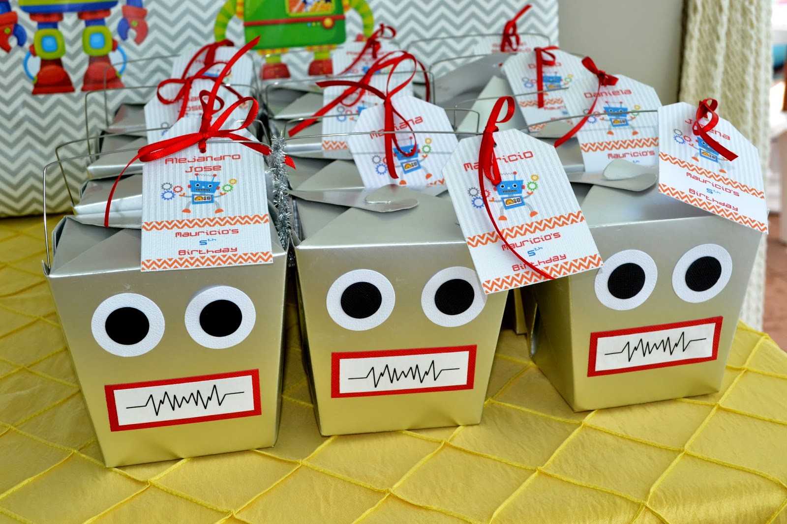 Robot party favors, Robot party, Robots party theme