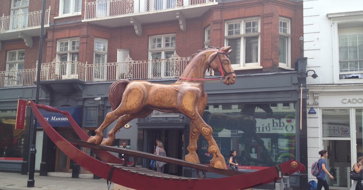 The Rocking Horse Shop Bigger Bertie on view outside Christies' South