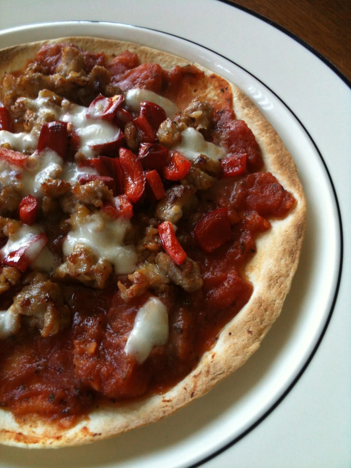 Salted Spoon Sausage and Pepper Breakfast Tortilla Pizza
