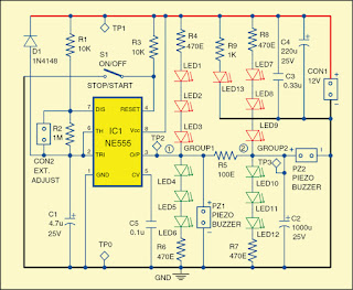 Simple Versatile Audio-Visual Alarm Circuit Diagram