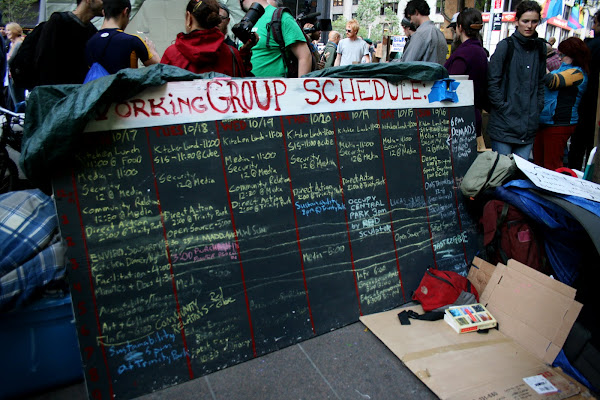 Occupy Wall Street schedule board