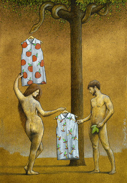 Ilustración que critica la moda