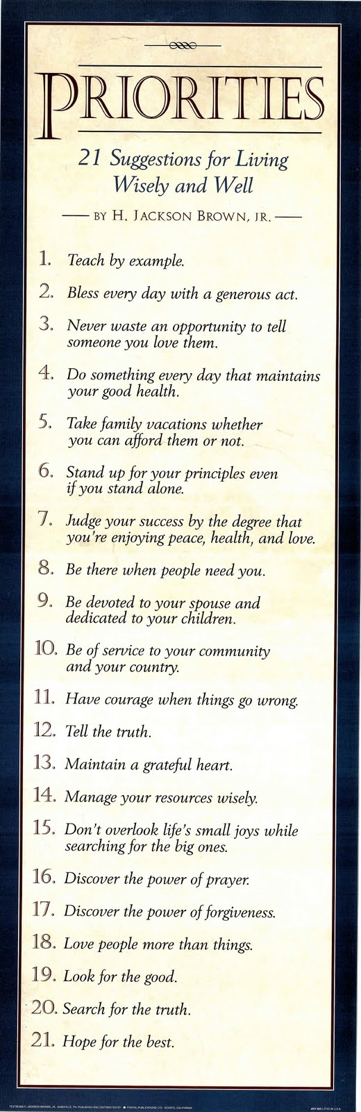 Bitácora Priorities 21 Suggestions for Living Wisely and