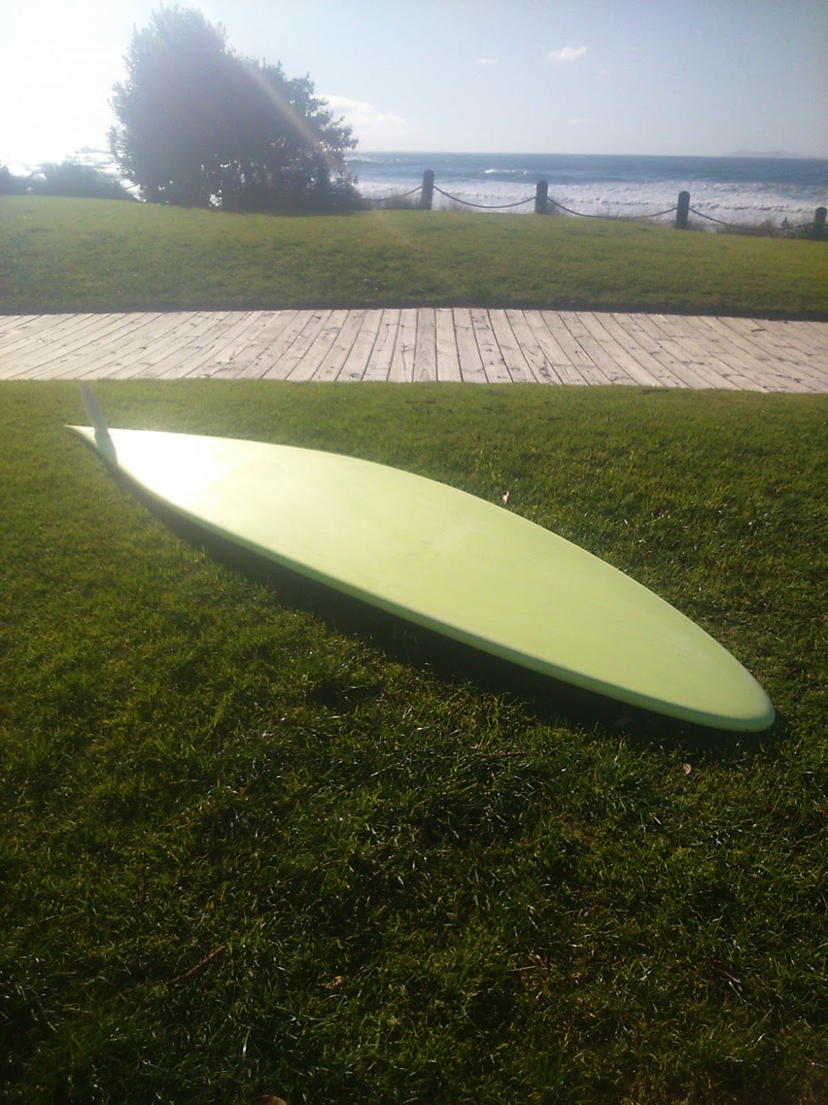 Asymmetrical longboard gun surfboard 66/838 gets wet.