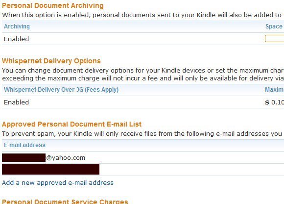 kindle personal documents achived