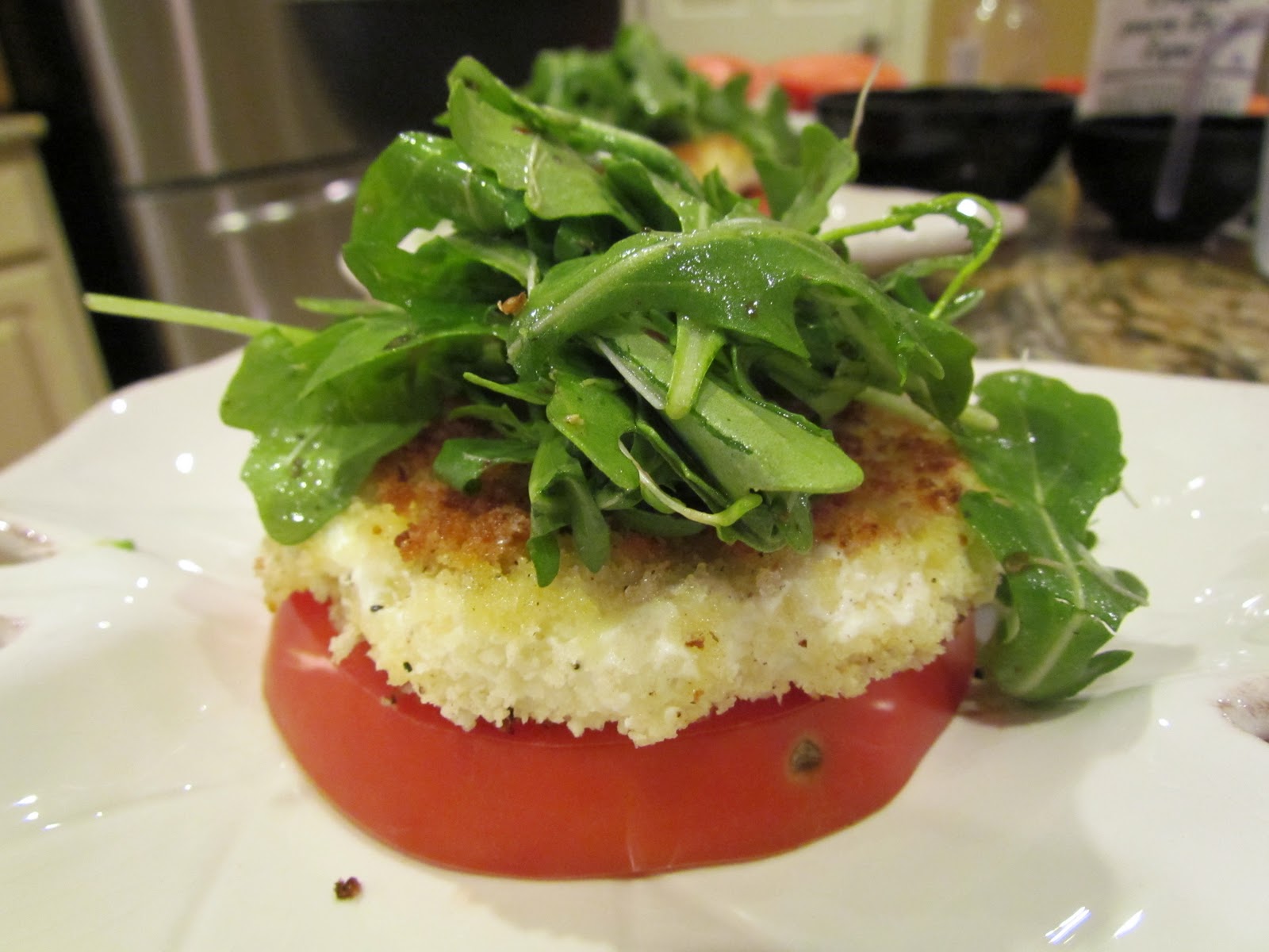 The Chef In My Head Beefsteak Tomato with Goat Cheese & Arugula Salad