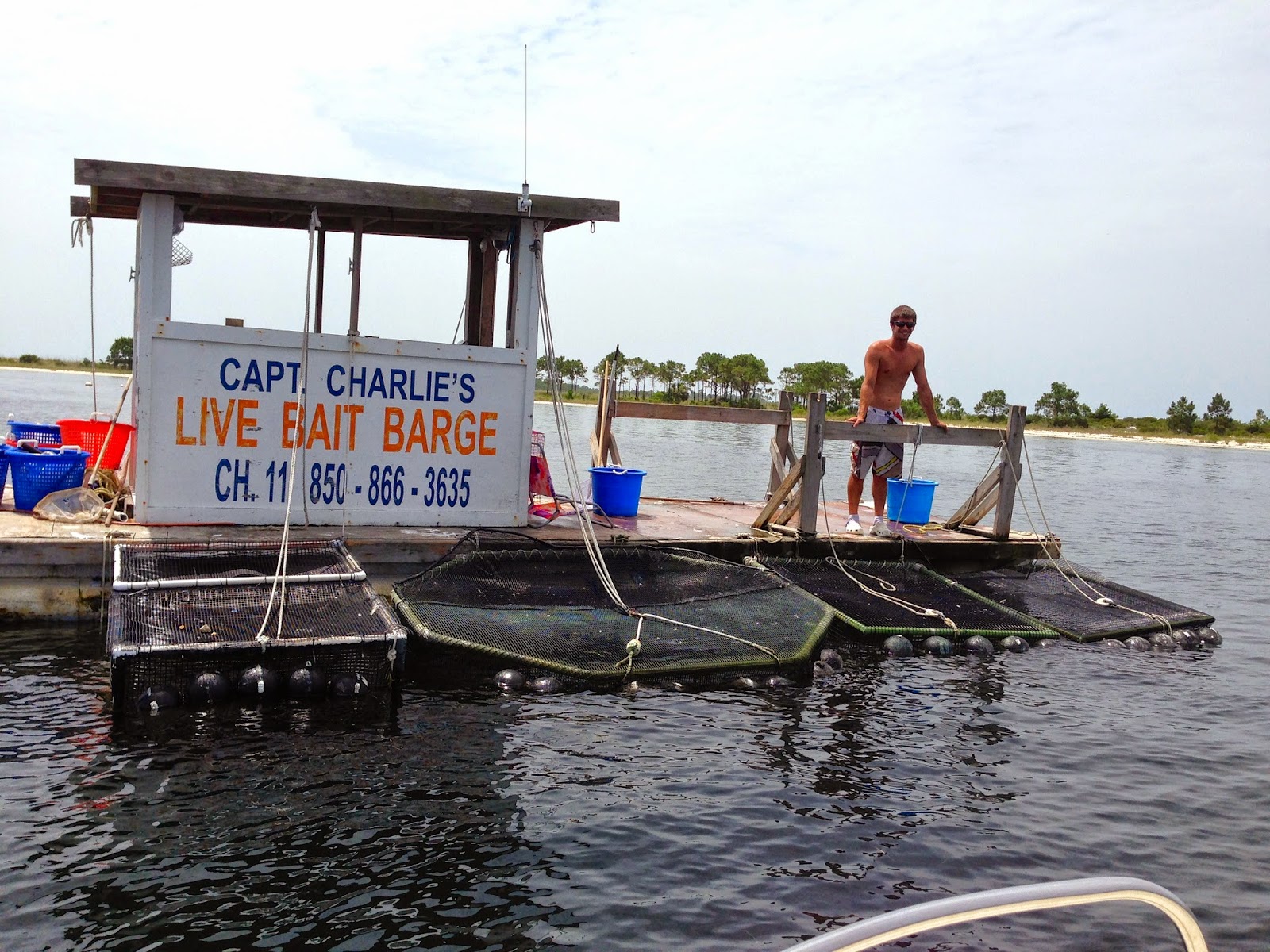 bait barge on the water captain charlies bait barge