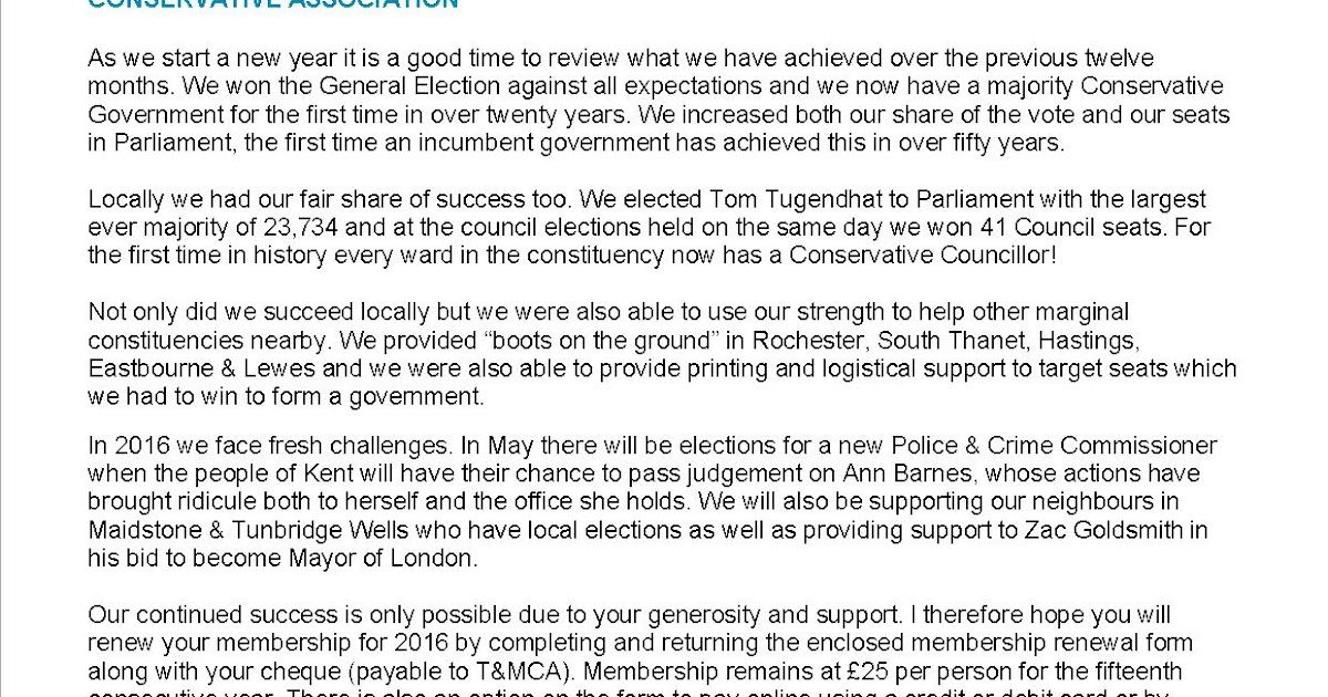 diary of a conservative party agent membership renewal time membership renewal letter