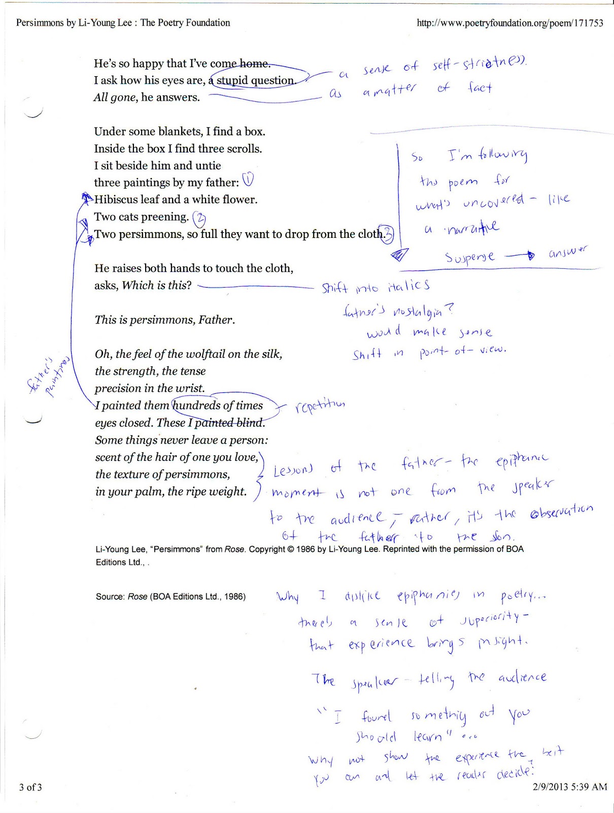 analysis of the poem a story by li young lee