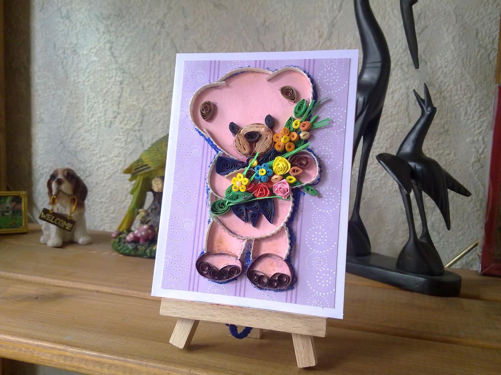 papercrafts Quilled Teddy Bear /Recycled Quilling