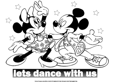 Printable Coloring Pages for Kids : Dancing mickey and minnie mouse coloring page