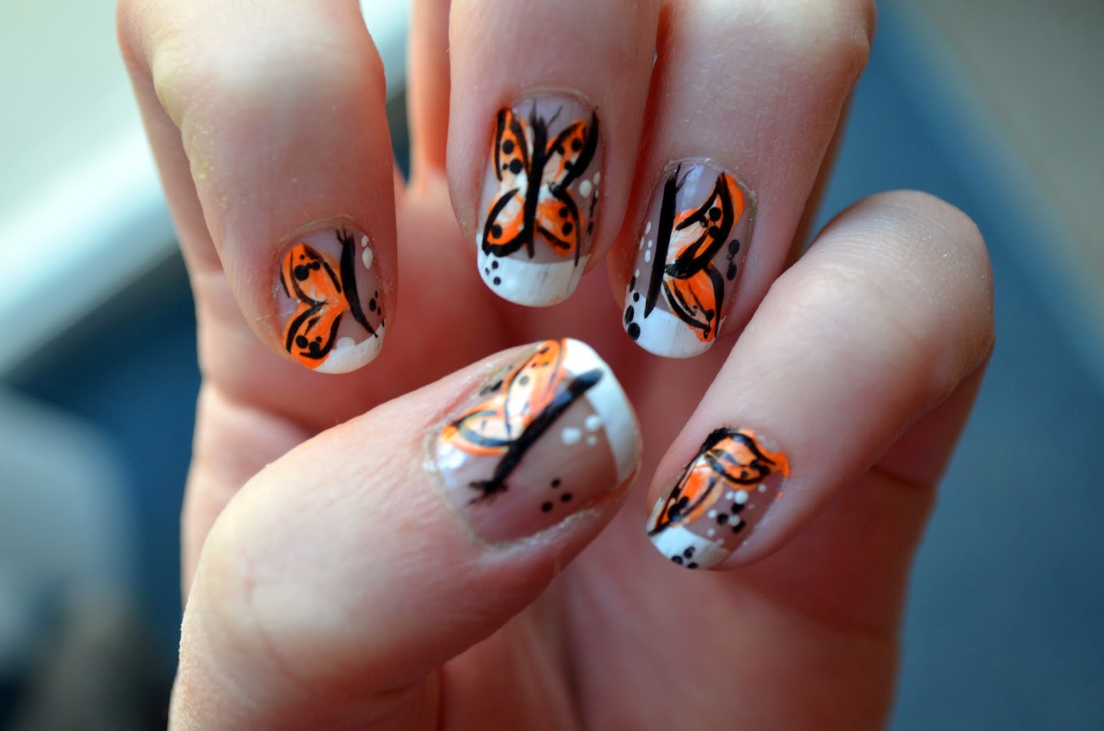 one stroke butterfly nail art