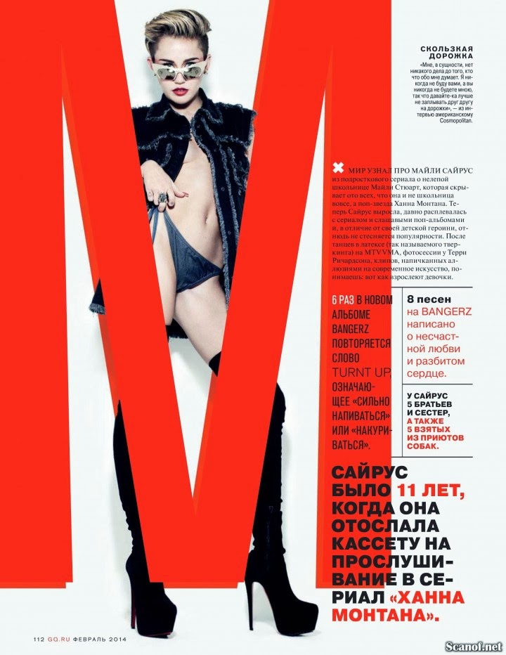 Miley Cyrus GQ Russia Magazine Photoshoot February 2014 Magazine Photoshoot : Miley Cyrus Photoshot For GQ Magazine Russia February 2014 Issue